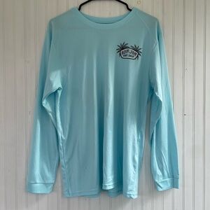 Ron Jon Surf Shop Men's Light Blue Teal Long Sleeve Performance Tee Size Medium
